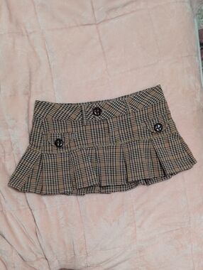 Mini Plaid Vintage Bubblegum Skirt Xs Brown Orange Tan Size 1 Teens 00 Adult